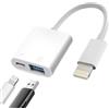 Miohuka [Certificato Apple MFi] Adattatore da Lightning a USB per fotocamera con porta di ricarica per iPhone, adattatore OTG femmina USB ad alta velocità e portatile per iPad, supporta chiavette USB