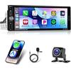 Motorsi Autoradio 1 Din con Schermo 2GB+32GB, Android 15 Single Din Bluetooth Radio, CarPlay, USB/Type-C,GPS Navigatore, 5G WiFi, Mirror Link, FM/RDS, SWC + Telecamera Posteriore