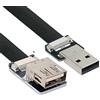 NFHK USB 2.0 Type-A Male to Female Extension Data Flat Slim FPC Cable for FPV & Disk & Scanner & Printer 200CM