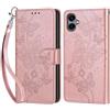 KENHONER Compatibile Cover con Samsung Galaxy A06 5G,Premium Pelle PU Portafoglio Flip Libro Custodia Cover per Samsung A07 4G [Protezione Completa] - Oro rosa Farfalla