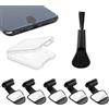 NEODTX 5 tappi di protezione USB C per cellulare e tablet compatibile con iPhone 15 16 pro max Google Samsung Galaxy Xiaomi Redmi XPLORA Motorola Etc USB C protezione antipolvere (nero)