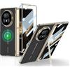 COQUE Custodia per Honor Magic V5, Cover Pieghevole Magnetica con Membrana Integrata Phantom e Supporto, Custodia in Pelle Ultra Sottile per Honor Magic V5-Nero