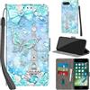 Haninsuze Cover per iPhone 7 Plus/iPhone 8 Plus Custodia Cover Pelle Libro Portafoglio con Porta Carte Magnetica Protezione Antiurto Cuoio Flip Case Custodia Cover per iPhone 7 Plus / 8 Plus, Torre