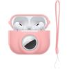 kwmobile Custodia 2 in 1 compatibile con Apple Airpods Pro 2 e AirTag - Cover Cuffie Bluetooth - Protezione in Silicone con Moschettone - rosa antico
