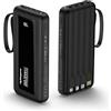FlyKangaroo Power Bank 10000mAh, Power Bank con Cavi Integrati, 22.5W Batteria USB C a Carica Rapida, Torcia LED Display Digitale per iPhone 15 14 iPad Galaxy S23 Google Android Phone
