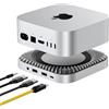 RayCue Hub in alluminio e supporto per il nuovo M4/M4 Pro Mac Mini (2024) con alloggiamento SSD NVMe/M.2 da 40 Gbps, 2 USB A, host USB-A, audio da 3,5 mm - compatibile con tutti i nuovi Mac Mini M4/M4 Pro