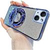 IMEIKONST Custodia per iPhone 14 Plus con Cavalletto ad Anello, Elettroplaccata Gradiente Brillantini Custodia per Ragazze Donna Protettiva Antiurto Cover per iPhone 14 Plus. Blu DS1