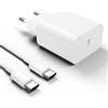 CUQI Caricatore USB C da 30W, Adattatore di Fonte di Ricarica Veloce GaN con Cavo di Ricarica USB C da 1M per iPhone/iPad/MacBook/Galaxy/Pixel