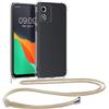 kwmobile Custodia Compatibile con Motorola Moto E13 Cover - Back Case in Silicone TPU - Protezione Smartphone con Cordino - oro/trasparente