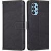 RankOne Cover per Samsung Galaxy A32 4G (6.4 Inches), Custodia Flip Pelle Portafoglio, Magnetica Libro Bumper Cover Case - Nero