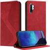 Fatcatparadise Cover per Samsung Galaxy Note 10 PlusFlip Caso in PU Pelle Premium Portafoglio Custodia [Kickstand] [Slot per Schede] [Chiusura Magnetica] per Samsung Note 10 Plus (Rosso)