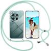 ISOI Cover con Cordino per Oneplus 12, Custodia Trasparente con Collana Tracolla Laccio Collo Ultra Sottile Morbido TPU Silicone Antiurto AntiGraffio Antiscivolo Case, Verde