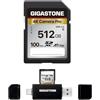 Gigastone [5 anni di recupero dati 0] GIGASTONE Scheda di Memoria 512GB 4K Pro Series, velocità fino a 100MB/s, compatibile con Canon, Sony, Camcorder, A1 V30 UHS-I