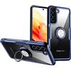 SORAKA Cover Trasparente per Samsung Galaxy S21 FE 5G con Supporto anello,Cover Acrilico trasparente Custodia Samsung Galaxy S21 FE 5G con piastra metallica per Supporto Auto Smartphone Magnetico