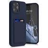 kwmobile Custodia Compatibile con Apple iPhone 13 Pro Max Cover - Back Case Cellulare con Slot Porta Carte - Morbida in Silicone TPU blu scuro