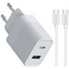 TELEFONMAX Adattatore USB C da 33 W USB C cavo di ricarica rapida per iPhone 15 15 Pro MaxSamsung Galaxy S24 S23 S22 S21 A54 A53 A52 A34 A33 A24 Galaxy Tab A9 A9+ S9 S8 S7 Google Pixel 8 7 6