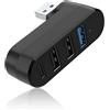 Tiryns Mini hub USB 3.0 con 4 porte girevoli a 90°/180°, prolunga ad alta velocità con alimentazione/dati di tipo C per laptop, unità flash, HDD mobile, MacBook (nero)