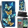 Haninsuze Cover per iPhone 7 Plus / iPhone 8 Plus Custodia Cover Pelle Libro Portafoglio con Porta Carte Magnetica Protezione Antiurto Cuoio Flip Case Custodia Cover per iPhone 7 Plus / 8 Plus, farfalla dorata