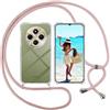 ISOI Cover con Cordino per Xiaomi Redmi 14C/Redmi 14 C/Poco C75, Custodia Trasparente con Collana Tracolla Laccio Collo Ultra Sottile Morbido TPU Silicone Antiurto AntiGraffio Antiscivolo Case, Rosa