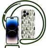 Foonary Natale Cover con Cordino per iPhone 15 Pro, Albero Christmas Custodia con Aesthetic Tree Xmas Motivo Winter Disegni Laccio Collana Tracolla, Silicone Necklace Corda Case per iPhone 15Pro 6,1