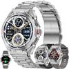 MYSHUN Smartwatch Uomo Chiamata Bluetooth e Risposta Vivavoce, 1,46" AMOLED 5ATM Smart Watch con 123 Modalità Sport Cardiofrequenzimetro Sonno Notifiche Messaggi Orologio Fitness per Android iOS (Argento)