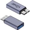 QIANRENON 10Gbps USB femmina a USB3.0 Micro B maschio Disco rigido esterno Adattatore USB3.1 a Micro B Dati Ricarica Convertitore, per disco rigido esterno SSD, fotocamera digitale, telefono, 2 Pcs