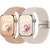 Msksjer Cinturini Intrecciato Compatibile con Apple Watch Cinturino 38mm 40mm 41mm 42mm (Serie 11 10) Donna Uomo, Elastico Sport Nylon Loop Cinturini con Chiusura Magnetica per iWatch Serie SE 9 8 7 6 5 4