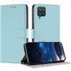 FCAXTIC Cover per Samsung Galaxy A12 4G / Galaxy M12, Antiurto Cover con Magnetica, Custodia a Portafoglio in PU Pelle per Galaxy A12 4G / Galaxy M12, Azzurro