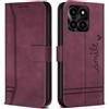 Bravoday Cover per Honor X6a / Honor X6a, Flip Custodia in Pelle PU con Slot per Schede, Portafoglio Custodia per Honor X6a / Honor X6a, Vino Rosso