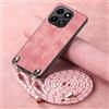 YANJIEER ESONG Cover per Honor X6B Case con Cordino Cinturino,Custodia In Pelle Caso per Donna ragazze Con Tracolla Collana,Catena Laccio Case,Ultra Sottile Antiurto Shell Rosa