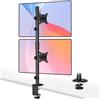 WORLDLIFT Braccio Monitor Doppio Verticale per Schermi da 17-35 pollici, max. 12 kg, Supporto Doppio Monitor Scrivania, 2 Opzioni di Montaggio/VESA 75/100, WORLDLIFT