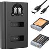 K&F CONCEPT Canon NB-13L Batteria di ricambio 2 pezzi con caricatore LCD Dual Slot, Canon EOS G7X3/G7X2/G9X/G5X/SX720HS Fotocamere ecc. Compatibile con caricabatterie e batteria originali