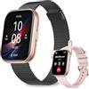 niolina Smartwatch Uomo Donna, 1,75'' Orologio Smartwatch con Effettua/Risposta Chiamate, 120+ Sportive Smart Watch con Contapassi/Sonno/Cardiofrequenzimetro, IP68 Fitness Tracker per Android iOS, Oro Nero