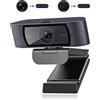 Angetube Webcam con microfoni - Webcam PC 1080P per streaming, fotocamera PC con autofocus e copertura di protezione integrata. Adatta per desktop, laptop, computer, sistemi Linux e Mac