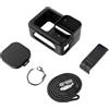 CERFFOOL Custodia protettiva in silicone per GoPro Hero 13 BLACK con coperchio laterale batteria e copriobiettivo, corda lunga 40 cm e cordino per kit di accessori per action camera (nero)