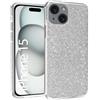 N NEWTOP 3in1 Cover Compatibile Apple iPhone 15, Custodia Case GLITTER Brillantini Paper Interno Bling TPU + PC Flessibile Morbida Case Posteriore Lucida Protezione Fotocamera (Nero)