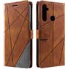 SONWO Cover per Realme 5 / Realme 5S / Realme 5i, Flip Caso in PU Pelle Case Cover Portafoglio Custodia per Realme 5 / Realme 5S / Realme 5i, [Kickstand] [Slot per Schede], Marrone