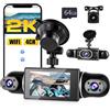Inefala 2K WiFi Dashcam 4 Canali 360 Gradi Telecamera Auto con Scheda 64 GB | 360 Gradi Tutto Intorno, G-Sensor, WDR, Monitor Parcheggio, Registrazione Loop, Visione Notturna, Grandangolo da 150/120°