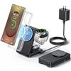 Meifigno Caricabatterie magnetico pieghevole 3 in 1 per Samsung Samsung S26 S25 S24 Ultra Plus/Z Fold/Z Flip 7/6/5, supporto caricabatterie per Galaxy Watch Ultra/8/7/6/5