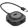 YACSEJAO Splitter USB multiporta con cavo, 4 porte USB 3,0 Hub per mouse, tastiera, disco U, laptop, PC (0,3 m/0,9 ft)