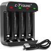 CTYOUNG Caricabatterie per batterie AA e AAA, caricabatterie rapido per ioni di litio da 1,5 V