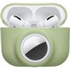 kwmobile Custodia 2 in 1 compatibile con Apple Airpods Pro (1.Gen) e AirTag - Cover Cuffie Bluetooth - Protezione in Silicone con Moschettone - verde
