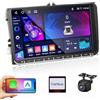 Hikity [4G+64G] Hikity Android Autoraido Per Golf 5 Tiguan Golf 6 Touran Polo Passat B6 Wireless Carplay Android Auto 9'' Radio Stereo con 32EQ FM/RDS GPS WIFI 1280 * 720 Pixel MIC Telecamera Posteriore