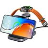 SwanScout Caricatore Wireless 3-in-1 per Samsung S25 Ultra/S25/S24/S23/S22, Stazione di Ricarica per Galaxy Watch 8 Classic/8/Ultra/7/FE/6/5/4, Solo Ricarica Orizzontale, SwanScout 713S (Senza Adattatore)