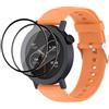 QINOUK Cinturino per CMF by Nothing Watch Pro 2, [Traspirante] Cinturino in Silicone Morbido, [2 Pack] Pellicola Protettiva Dello Schermo, per CMF Watch Pro 2-Arancione