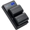 CS COOLSHOW COOLSHOW LP-E6 Batteria di ricambio 2pezzi(2600mAh)con Caricabatterie Doppio LED per Canon EOS 5D Mark II/III/IV,EOS 5DS,EOS 6D,6D Mark II, EOS 7D,EOS 7D MarkII,EOS60D,60Da,EOS70D,80D,EOS R,XC10,XC15