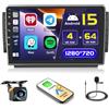 Hikity 4+64GB Android 15 Autoradio per Peugeot 208/2008 2012-2018 con Wireless Carplay Android Auto, 10.1 Pollici Touch Screen con Navigatore GPS Bluetooth WiFi FM/RDS Retrocamera