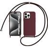 MEIQIBAO Custodia Compatibile con Cinturino a tracolla IPhone 15 Pro Max, cinturino in silicone liquido TPU per la copertura del paraurti della collana. (rosso)