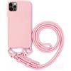 GoodcAcy Custodia Compatibile con iPhone 13 Pro Max, Custodia da Collo per Smartphone,Cover con Cordoncino da Indossare Cordino Laccio Morbido Silicone Necklace Bumper Case - Rosa