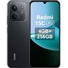 XIAOMI Redmi 15C Smartphone 4 + 256 GB, Schermo 6,9 120Hz, Fotocamera 50MP, 6000mAh, Ricarica Rapida 33W Processore Octa-Core, Nero Midnight